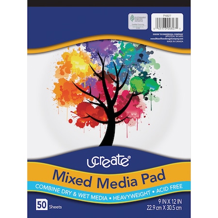 Ucreate Mixed Media Pad, 9in x 12in, 50 Sheets P4827